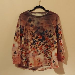 Crew Neck Floral Printed Casual Sweatshirt